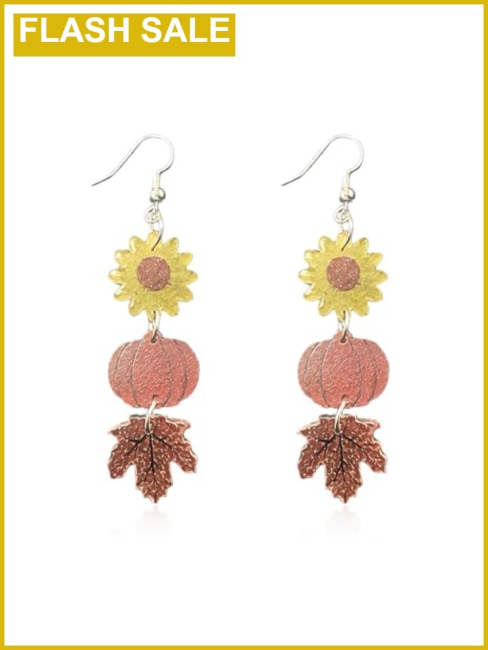 Acrylic Glitter Maple Leaf Pumpkin Sunflower Dangle Earrings Thanksgiving Fall